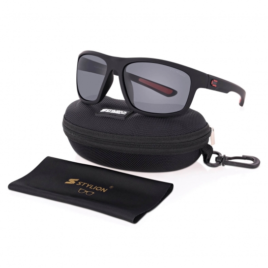 Duże męskie sportowe okulary przeciwsłoneczne z polaryzacją i filtrem UV400 Czarne POL-446A